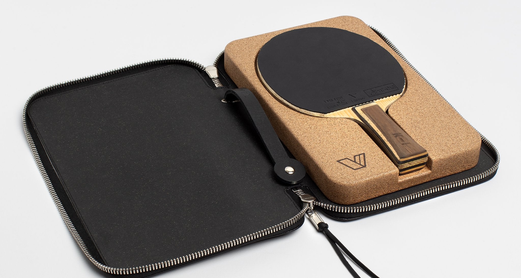 Designer leather table tennis bag interior