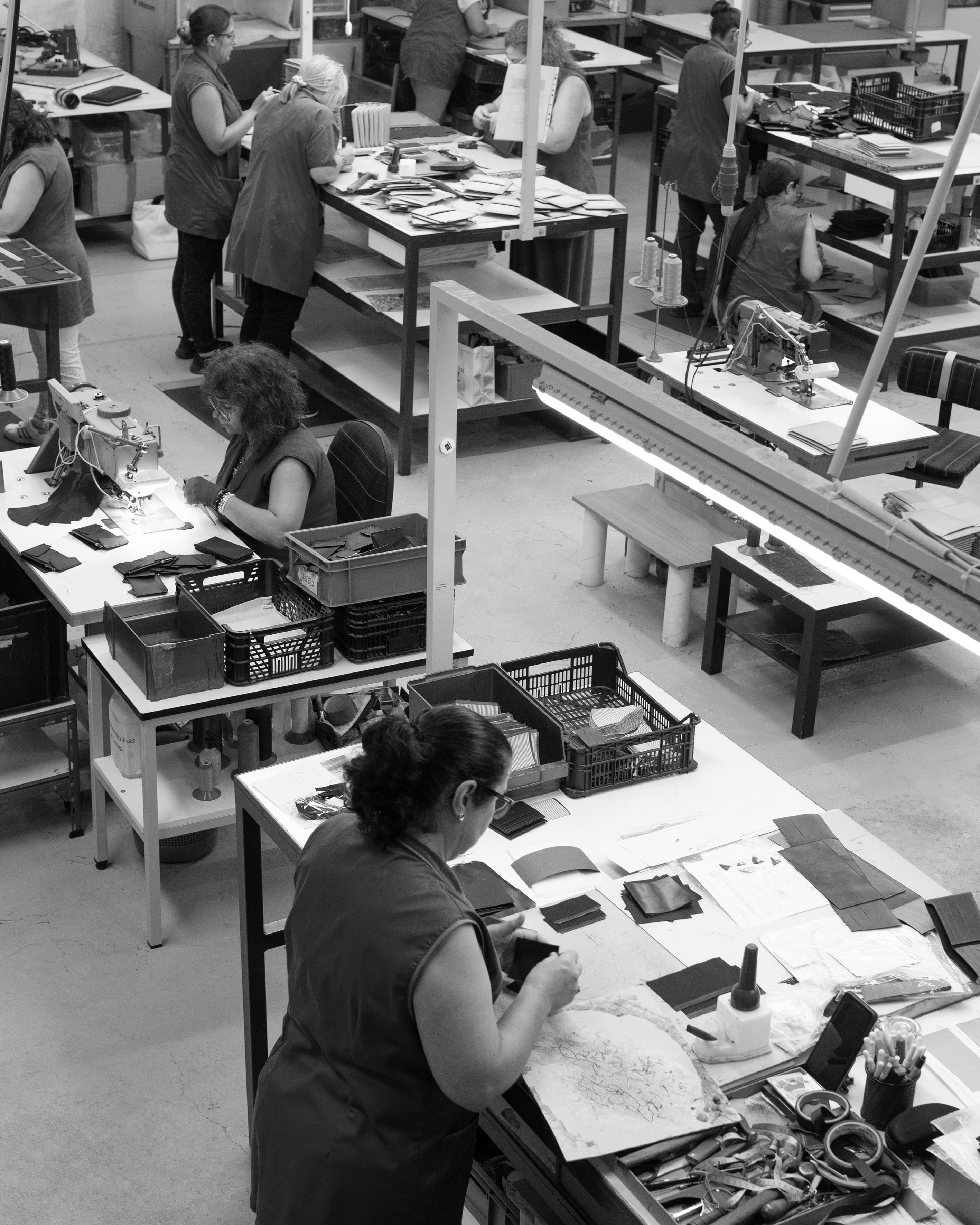Inside artisan leather factory