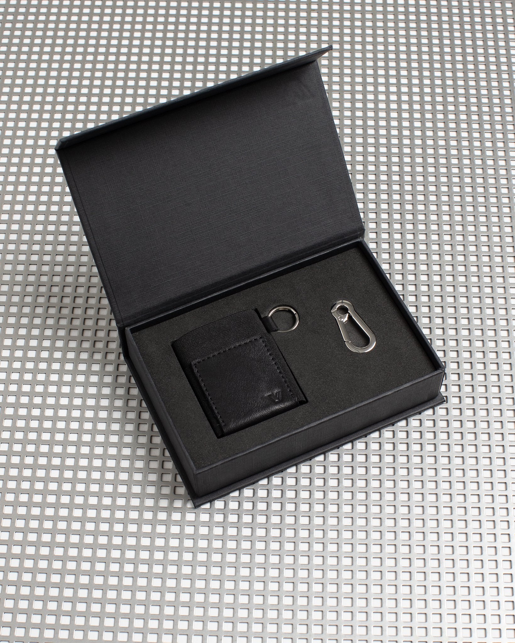 Luxury black minimalist wallet in premium gift box